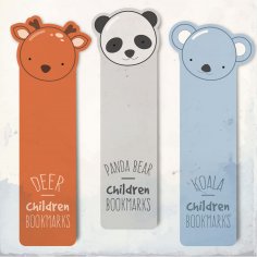 Lazer Kesim Kitap Ayraçları Geyik Panda Koala Ücretsiz Vektör