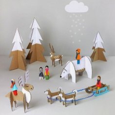 Dekoratif 3 boyutlu Puzzle Karton Ücretsiz Vektör