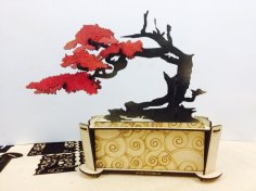 Bonsai Dekoratif 3D Puzzle Lazer Kesim Ücretsiz Vektör