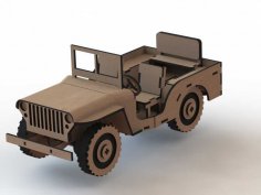Jeep 3D Ahşap Puzzle Lazer Kesim Ücretsiz Vektör
