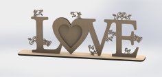 Aşk 3D Dekorasyon Puzzle CNC Planları Ücretsiz Vektör
