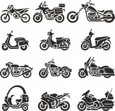 Motosiklet Silüetleri Vektör Seti Ücretsiz Vektör