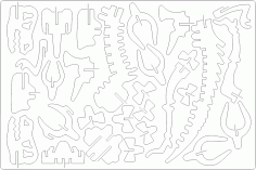 3D Dino DXF Dosyası