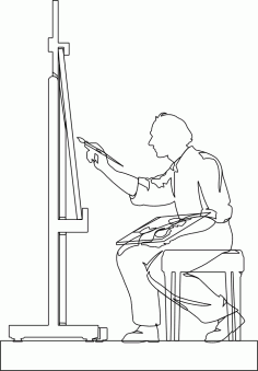 Sanatçı Resim Çizimi DXF Dosyası