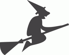 Cadılar Bayramı cadısı uçan çizim vektörü DXF Dosyası
