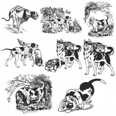 Köpekler vektör koleksiyonu Ücretsiz Vektör