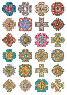 Yuvarlak Süs Mandala Vektörleri Ücretsiz Vektör Seti