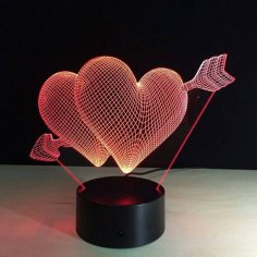 Kalp 3D LED Gece Lambası Ücretsiz Vektör