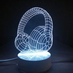 Kulaklık 3D LED Gece Lambası Ücretsiz Vektör