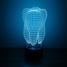 Diş 3D LED Gece Lambası Ücretsiz Vektör