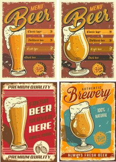 Retro Bira Posterleri 2 Ücretsiz Vektör