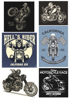 Retro Motosikletçi Serbest Vektör