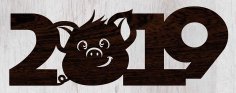 Piggy 2019 Lazer Kesim Ücretsiz Vektör