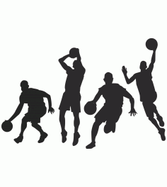Basketbol Oynayan İnsanların Silueti Ücretsiz Vektör