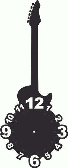 Gitara Şeklinde Saat Yüzü Lazer Kesim Ücretsiz Vektör