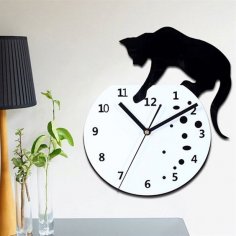 Yaramaz Kedi Duvar Saati Lazer Kesim Ücretsiz Vektör