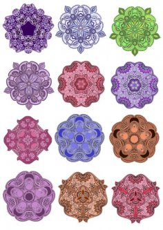 Renkli Mandala Vektör Tasarım Paketi Ücretsiz Vektör