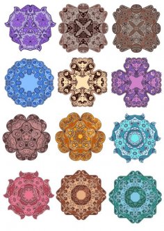 Mandala Vektör Çiçekli Mandala Seti Ücretsiz Vektör
