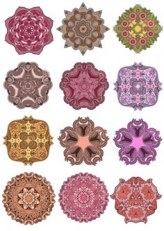 Vektörel Mandala Süsleme Seti Ücretsiz Vektör