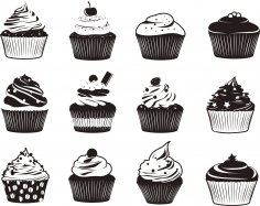 Ücretsiz Cupcake Vektör Seti