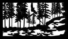 28 X 48 Kartal Deresi Yaban Hayatı Plazma Sanatı DXF Dosyası