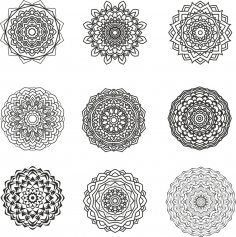 Mandala Tasarım Seti Ücretsiz Vektör