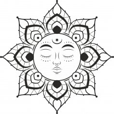 Mandala Güneş Ücretsiz Vektör