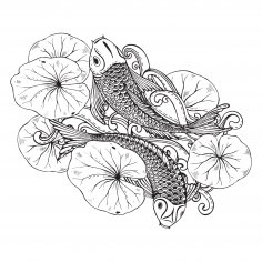 Boho Japon Koi Balığı Ücretsiz Vektör