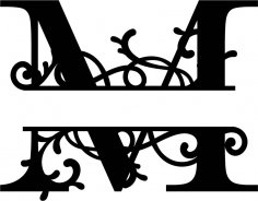 Süslemeli Ayrık Monogram M Harfi Ücretsiz Vektör