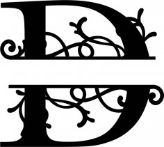 Çiçekli Ayrık Monogram D Harfi Ücretsiz Vektör