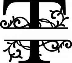 Süslemeli Bölünmüş Monogram T Harfi Ücretsiz Vektör