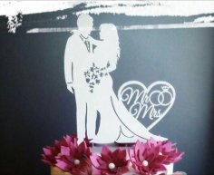 Evli Çift Gelin ve Damat Figürü Ücretsiz Vektör