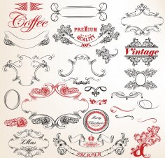 Ücretsiz Vektörlü Vintage Süsleme Seti