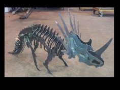 Triceratops Dinozor 3D Puzzle DXF Dosyası