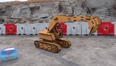 Lazer Kesim Ahşap Ekskavatör 3D Puzzle Ücretsiz Vektör