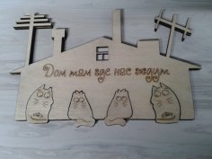 Lazer Kesim Anahtarlık 4 Kedi Ücretsiz Vektör