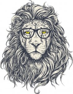 Hipster Aslan Baskısı Ücretsiz Vektör
