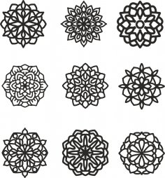 Mandala 9 Serbest Vektör Seti