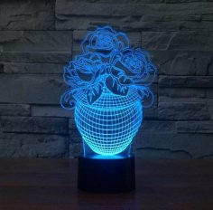 Vazoda Gül 3D İllüzyon Lamba Led Gece Lambaları PDF Dosyası