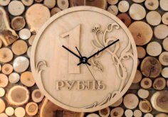 Lazer Kesim Ruble Duvar Saati Ücretsiz Vektör