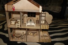 Lazer Kesim Oyuncak Bebek Evi Kiti 4Mm Şablon Ücretsiz Vektör