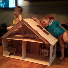 Lazer Kesim Bebek Evi Mobilyalı 6mm DXF Dosyası