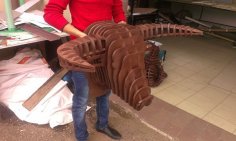 Lazer Kesim Boğa Başı Duvar Süsü 3D Ahşap Puzzle Ücretsiz Vektör