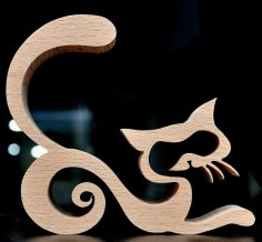 Lazer Kesim Kedi Dekorasyon Şablonu CNC Router Ücretsiz Vektör