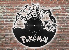 Lazer Kesim Pokemon Saat Ücretsiz Vektör