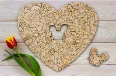 Lazer Kesim Aşk Kalbi Şeklinde Puzzle Ücretsiz Vektör