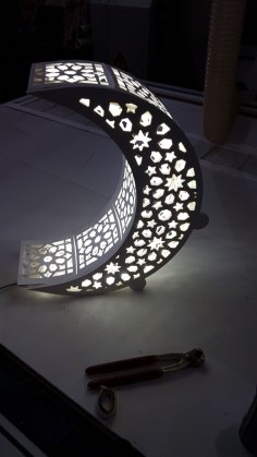 Lazer Kesim Hilal Gece Lambası DXF Dosyası
