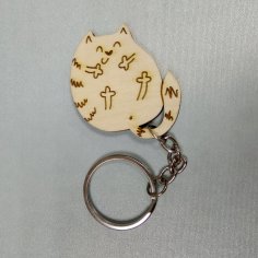 Lazer Kesim Ahşap Kedi Anahtarlık Şablonu Ücretsiz Vektör