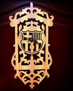 Lazer Kesim FC Barcelona Duvar Saati Şablonu Ücretsiz Vektör