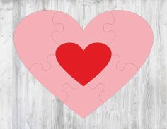 Lazer Kesim Kalp Puzzle Şablonu Ücretsiz Vektör